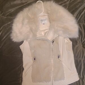 Guess Ivory Faux Fur Vest